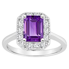 Top Choice Gems 8x6mm Emerald-Cut Gem and White Topaz Halo Ring
