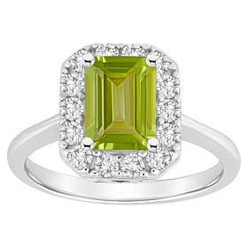 Top Choice Gems 8x6mm Emerald-Cut Gem and White Topaz Halo Ring