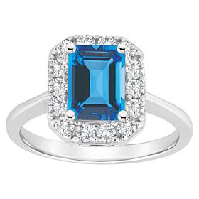 Top Choice Gems 8x6mm Emerald-Cut Gem and White Topaz Halo Ring