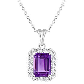 Top Choice Gems 8x6mm Emerald-Cut Gem & White Topaz Pendant with Chain