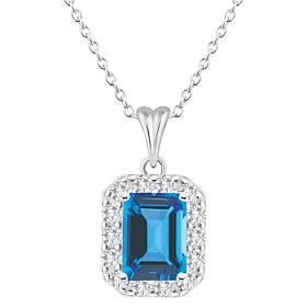 Top Choice Gems 8x6mm Emerald-Cut Gem & White Topaz Pendant with Chain