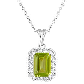 Top Choice Gems 8x6mm Emerald-Cut Gem & White Topaz Pendant with Chain