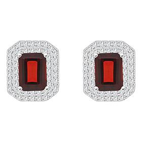 Top Choice Gems 8x6mm Emerald-Cut Gem and White Topaz Stud Earrings