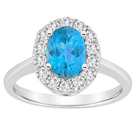 Top Choice Gems 8x6mm Oval Gem and White Topaz Halo Ring