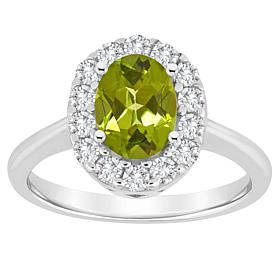 Top Choice Gems 8x6mm Oval Gem and White Topaz Halo Ring