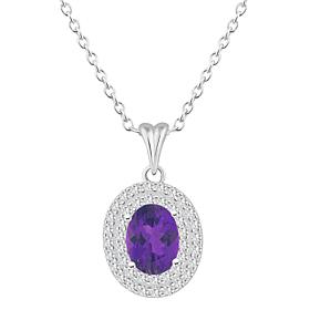 Top Choice Gems 8x6mm Oval Gem and White Topaz Pendant with Chain