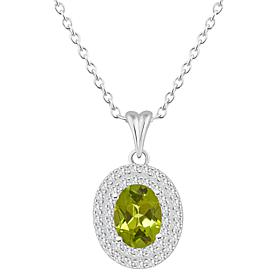 Top Choice Gems 8x6mm Oval Gem and White Topaz Pendant with Chain