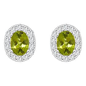 Top Choice Gems  8x6mm Oval Gem and White Topaz Stud Earrings