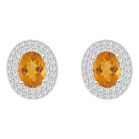 Top Choice Gems 8x6mm Oval Gem and White Topaz Stud Earrings