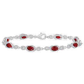 Top Choice Gems Gem and White Topaz 6x4mm Oval Stone Halo Bracelet