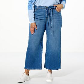 Tower Hill by Christie Brinkley Belted Wide-Leg Ankle Jean