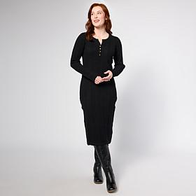 Tower Hill by Christie Brinkley Henley Cable Knit Dress
