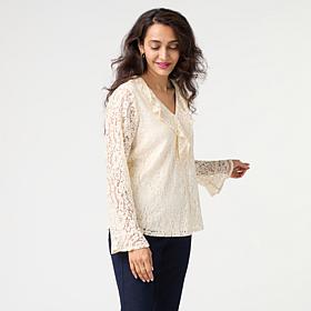 Tower Hill by Christie Brinkley Lace Ruffle Blouse