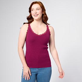 Tower Hill by Christie Brinkley Lace-Trimmed Sweater Knit Tank