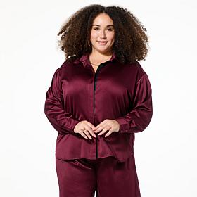 Tower Hill by Christie Brinkley Relaxed Satin Button-Down Top