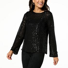 Tower Hill by Christie Brinkley Sequin Crew-Neck Top