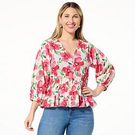 Tower Hill by Christie Brinkley Smocked Waist Top