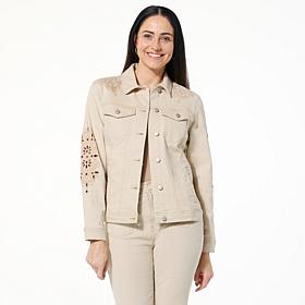 Tower Hill Christie Brinkley Eyelet Embroidered Denim Jacket