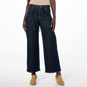 TWRHLL by Christie Brinkley Belted Wide-Leg Ankle Jean