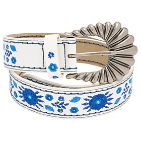 TWRHLL by Christie Brinkley Embroidered Hardware Buckle Belt