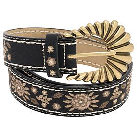 TWRHLL by Christie Brinkley Embroidered Hardware Buckle Belt