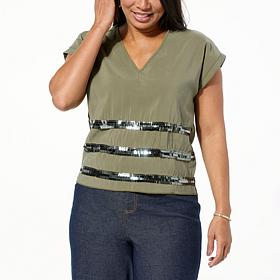 TWRHLL by Christie Brinkley Sequin Detail Top