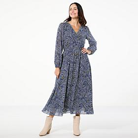 TWRHLL by Christie Brinkley V-Neck Long-Sleeve Maxi Dress