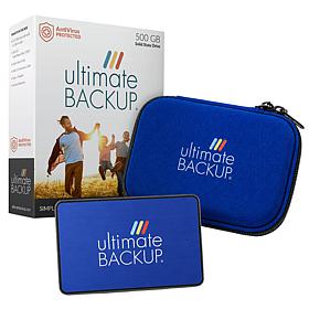 Ultimate Backup 500GB Backup Drive Solution with Anti-Virus & Case