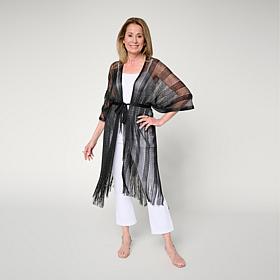 Vince Camuto Belted Metallic Topper with Fringe