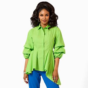 Vivica A. Fox Collection High-Low Blouse with Rhinestone Embellishment