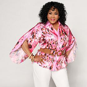 Vivica A. Fox Collection Split-Sleeve Button-Down Top