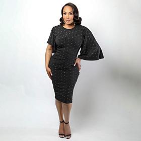 Vivica A. Fox Collection Studded Asymmetric Dress