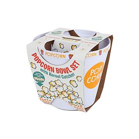 Wabash Valley Farms 5Pc Yellow Popcorn Bowl Set with Kernel Catcher