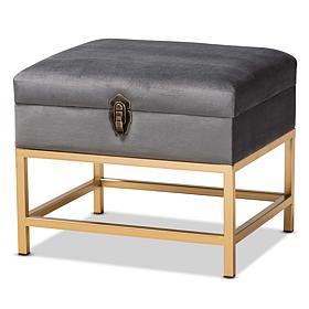 Wholesale Interiors Aliana Velvet Upholstered Small Storage Ottoman