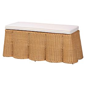 Wholesale Interiors bali and pari Palm Rattan Ottoman w/Cushion Rec