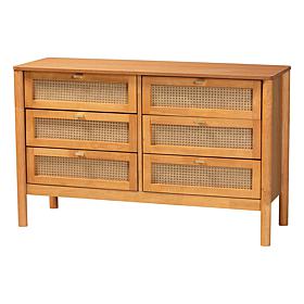 Wholesale Interiors Baxton Studio Jenn Japandi 6-Drawer Rattan Dresser