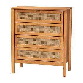 Wholesale Interiors Baxton Studio Jenn Japandi Rattan 4 Drawer Chest
