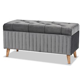 Wholesale Interiors Hanley Velvet Fabric Upholstered Storage Ottoman