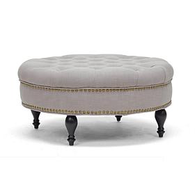 Wholesale Interiors Palfrey Linen Tufted Ottoman