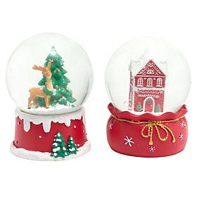 Winter Lane 5" LED Resin Snow Globes Set of 2