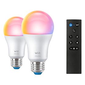 WiZ 2-pack A19 60W LED Full Color Smart Bulbs with Remote