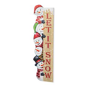 Wooden Let It Snow Stack Snowman Porch Decor 41.75"H