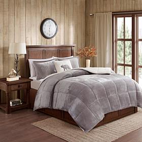 Woolrich Alton 4-pc Gray/Ivory Plush Sherpa Full/Queen Comforter Set