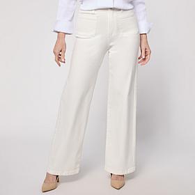 WynnDenim Wide Leg Twill Pant with Patch Pockets