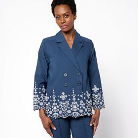 Wynne Collection Embroidered Spring Jacket with Scalloped Hem