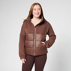 Wynne Collection Mixed Media Scuba Quilted Puffer