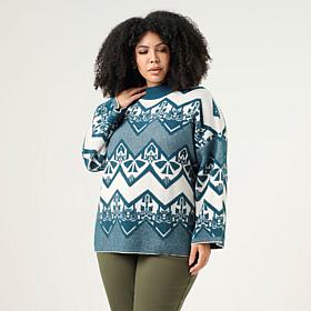 Wynne Collection Mixed Yarn Jacquard Sweater