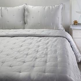 Wynne Home 3-Piece Mist Gray Satin Quilt Set - Twin