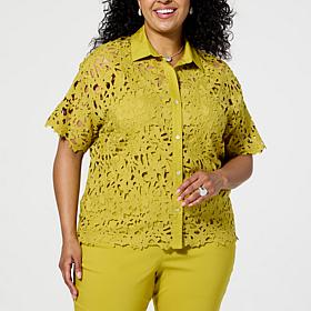 WynneCollection Abstract Floral Lace Top
