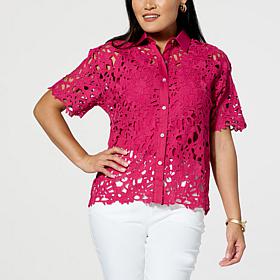 WynneCollection Abstract Floral Lace Top